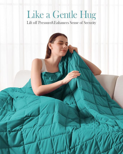 Topblan Weighted Blanket Queen Size 20lbs, Soft Cooling Weighted Blanket for Adults, Breathable Heavy Microfiber with Glass Beads Warm Blanket for Sofa Bed All Season, 60 x 80 inches, Green