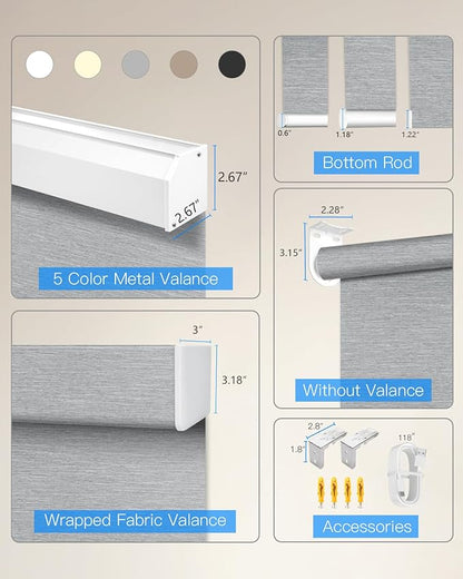 Motorized Light Filtering Roller Shades with Remote Control, Smart Blinds for Windows Compatible with Alexa Google via Hub, Rechargeable Electric Window Shade Customized Size(Texture Grey)