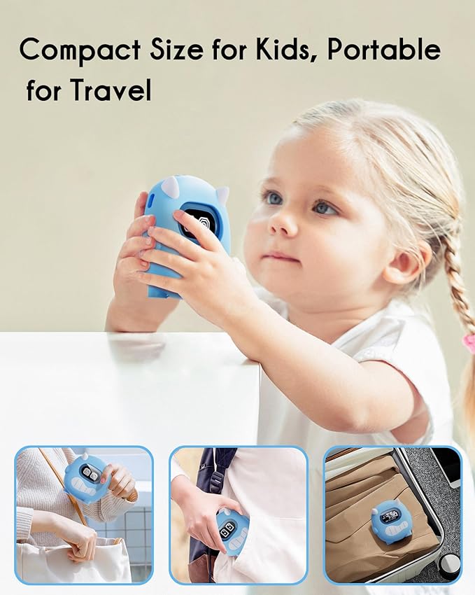 Monster Vibrating Alarm Clock - 3000mAh Rechargeable Battery 120-Day, Strong Vibration for Heavy Sleepers, Cute Emoji Faces, Dual Alarms, Portable Bed Shaker Perfect for Kids, Travel and Dorm Rooms