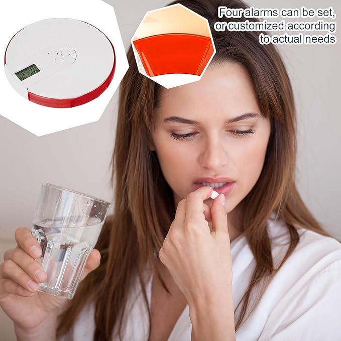 Automatic Pill Dispenser - Electronic Timer, Hold Fish Oil | Automatic Alarm Reminder Digital Reminder Dispenser, Weekly Medication Holder, Daily Health Management System for Seniors