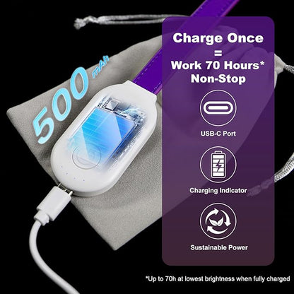 Rechargeable Book Light for Reading, 12 LED Eye-Care Reading Light, 4 Color Temperatures, Stepless Dimming, No Flicker, Evenly Distributed Lighting for Books, Perfect for Reader (Purple)