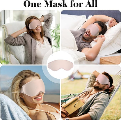 3D Eye Mask Sleep Mask for Men & Women, 100% Pressure-Free & Light Block-Out Eye Mask for Sleep with Easy Adjustable Strap, Night Eye Cover for Travel, Pink
