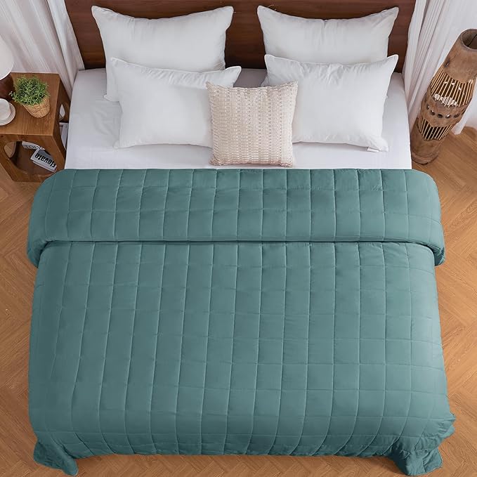 yescool King Size Weighted Blanket for Adults (25 lbs, 80” x 87”, Teal) Cooling Heavy Blanket for Sleeping Perfect for 240-260 lbs, Breathable Blanket for Adults & Couple All Season, Machine Washable
