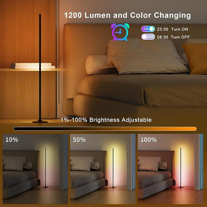 Corner Floor Lamp 2-Pack with Alexa, Smart Modern Floor Lamp with Music Sync 16 Million Colors & 68+ Scene with APP and Remote Control, for Bedroom Living Room