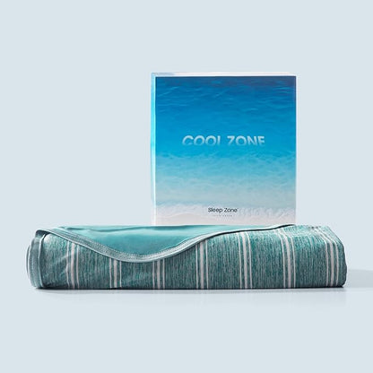 SLEEP ZONE Cooling Blankets for Hot Sleepers, Summer Blanket Thin Lightweight for Bed Couch, Arc-Chill Q-Max 0.5 Cooling Blanket Queen Size on Night Sweats (Green Striped, 90''x90'')