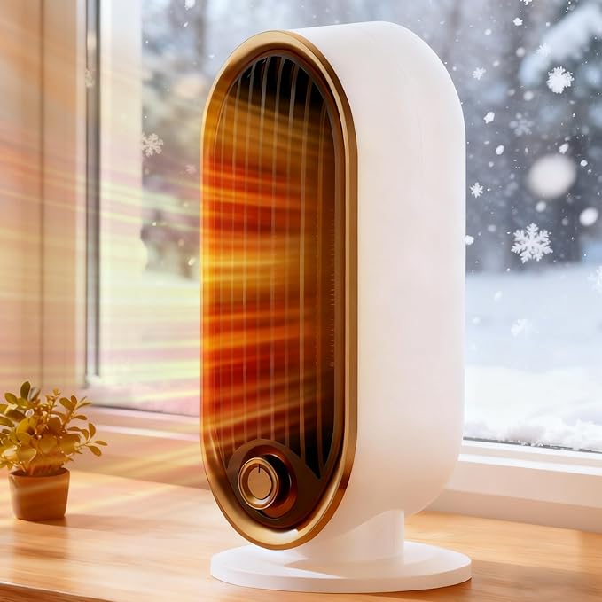 Space Heater, 800 Watts Space Heaters for Indoor Use, Tip-Over Protection, Fast Heat, Thermostat, Desktop and Floor, Small Portable Space Heater for Bedroom, Office, Dorm, Living room, Garage