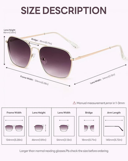 JM 2-Pack Aviator Reading Glasses Women Metal Frame Blue Light Blocking Computer Readers