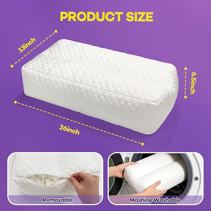 Shredded Memory Foam Knee Pillow for Side Sleepers, Supportive Leg Pillow for Side Sleeping, Relieve Hip Back & Leg Pain, White