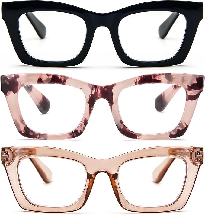 REAVEE Oprah Style Reading Glasses for Women, Blue Light Blocking Stylish Oversized Computer Readers Spring Hinge