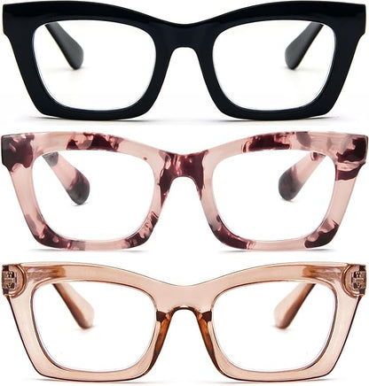 REAVEE Oprah Style Reading Glasses for Women, Blue Light Blocking Stylish Oversized Computer Readers Spring Hinge