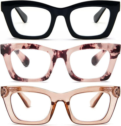 REAVEE Oprah Style Reading Glasses for Women, Blue Light Blocking Stylish Oversized Computer Readers Spring Hinge