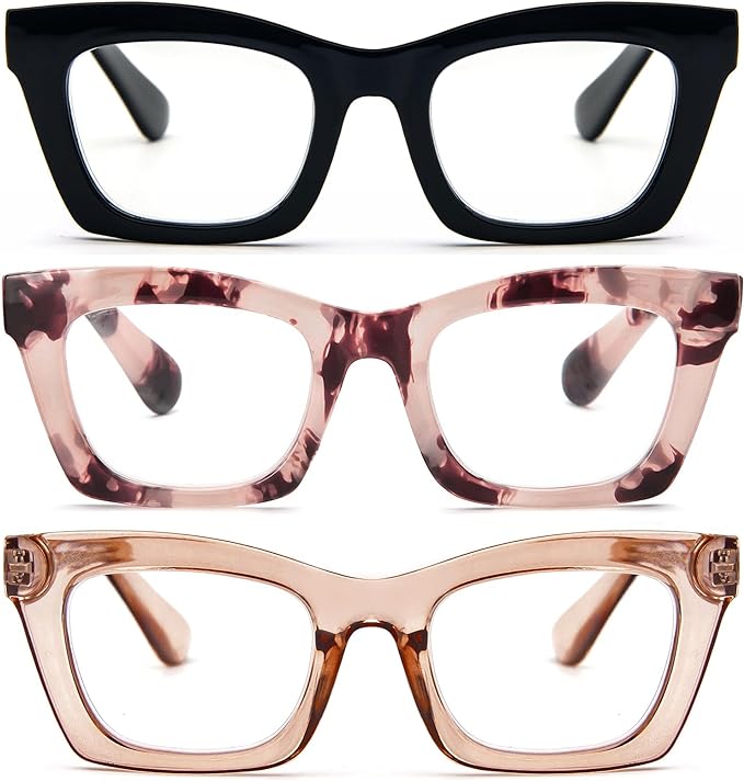 REAVEE Oprah Style Reading Glasses for Women, Blue Light Blocking Stylish Oversized Computer Readers Spring Hinge
