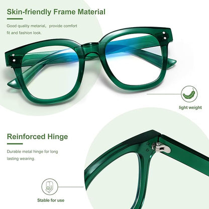 Madison Avenue Blue Light Blocking Glasses Oversized Fashion Blue Light Glasses for Women Anti Eyestrain & UV Protection Computer Eyeglasses (Green)