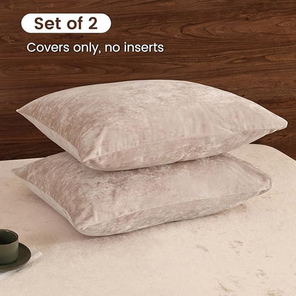 PHF Truly Velvet Pillowcases Standard Size, No Insert, 2 Pack Ultra Soft Breathable Pillow Shams Covers with Envelope Closure, 20" X 26" Luxury Cozy Warm Fuzzy Flannel, Rose Pink