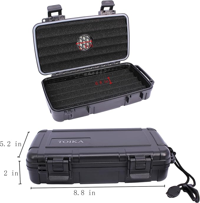 Cigar Travel Humidor with Built-in Humidifier Disc, Portable 5 Cigars Storage Case, Waterproof & Crushproof Gifts for Men