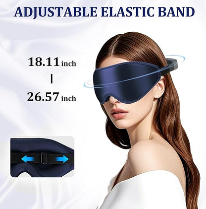 3D Deep Contoured Zero Pressure Sleep Eye Mask for Men & Women, Blackout Blindfold with Adjustable Strap for Travel, Home, Nap (Blue)
