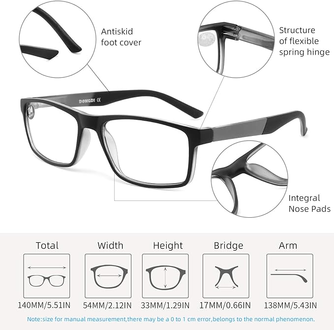DONGDI Blue Light Blocking Reading Glasses 4 Pack Computer Readers for Women Men,Anti Glare UV Ray Filter Eyeglasses… (4pack-grey tortoise, 3.50)