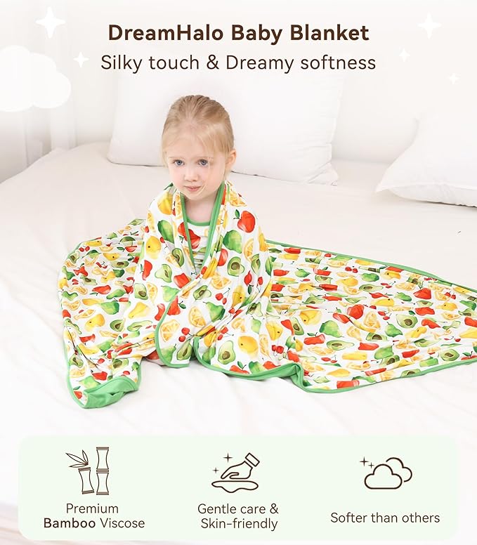 Premium Baby Blankets, Soft Viscose from Bamboo Blanket for Boys and Girls, Nursery Crib Bedding Quilt for Newborn and Toddler, Cooling for Hot Sleepers, 50'' x 50'' Fruit