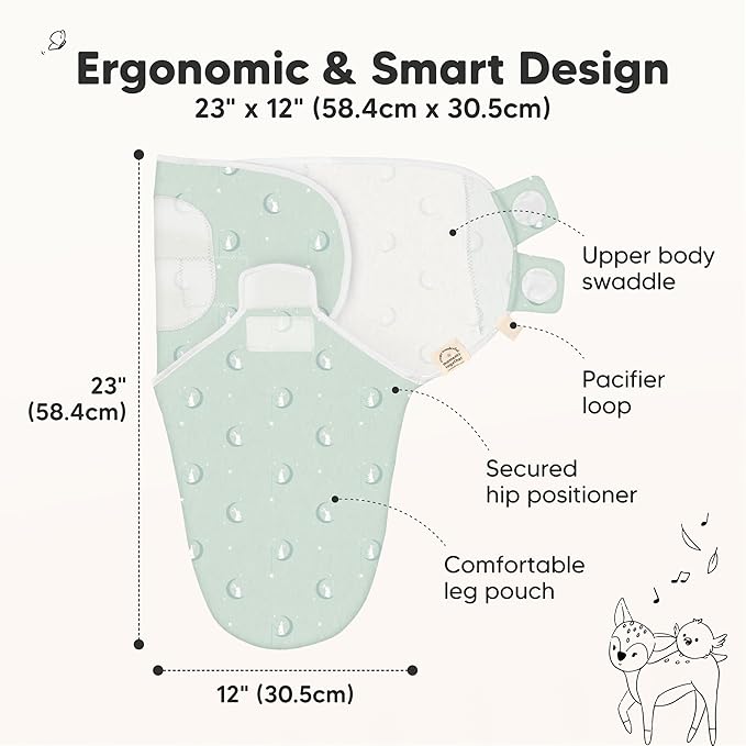 3-Pack Organic Baby Swaddle Sleep Sacks - Swaddles for Newborns, Infant 0-3 Months, Baby Girls, Boys, Soft & Snug Newborn Sleep Sack, Nursery Swaddling Blankets (Lunari, OS)