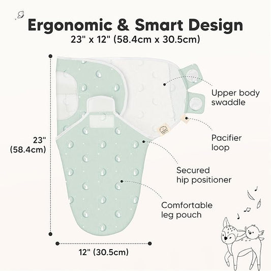 3-Pack Organic Baby Swaddle Sleep Sacks - Swaddles for Newborns, Infant 0-3 Months, Baby Girls, Boys, Soft & Snug Newborn Sleep Sack, Nursery Swaddling Blankets (Lunari, OS)