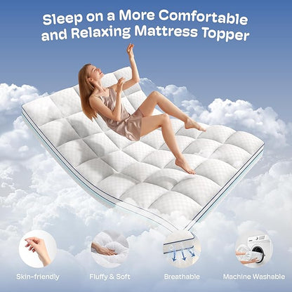 Full Size Mattress Topper, 4.5 Inch Memory Foam Mattress Topper for Back Pain & Pressure Relief, 2.5" Cooling Memory Foam Soft and Supportive + 2" Pillow Top Mattress Pad Cover, with 8-21" Deep Pocket