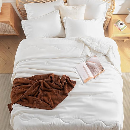 NEXHOME PRO 100% Viscose Derived from Bamboo Comforter Twin Size - Cooling & Moisture-Wicking Bedding - All Season Lightweight Design - Natural Organic Twin Duvet Insert