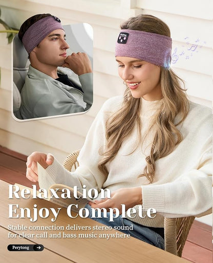Perytong Sleep Headphones Bluetooth 5.4, Wireless Sleep Headphones with HD Stereo Speakers for Side Sleepers, Breathable & Sweat-Proof Sports for Sleeping Running Yoga Travel Meditation