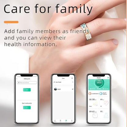 Smart Ring for Women Health Ring Fitness Ring with Enamel Fitness Tracker with Heart Rate Monitoring Sleep Monitor Distance Pedometer Calorie No Subscription Fee for Android iOS