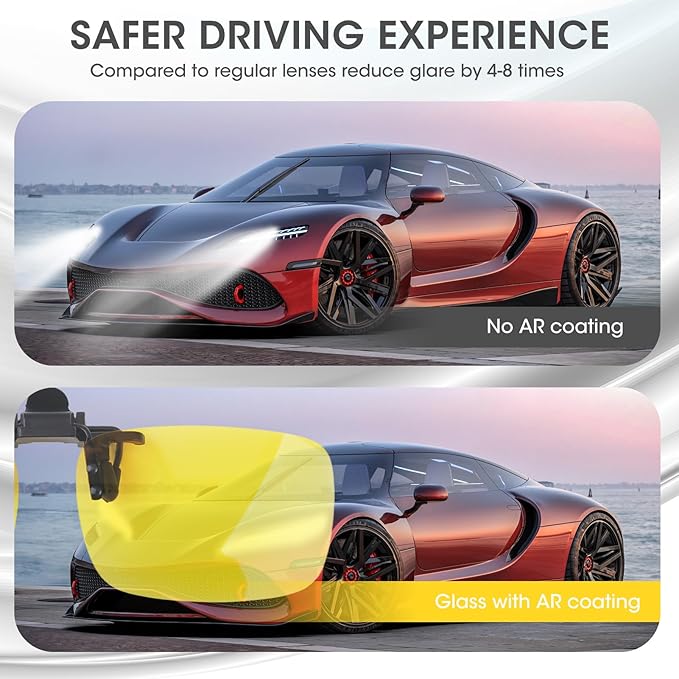 Clip on Polarized Night Vision Driving Glasses Flip up Sunglasses UV-400 to Wear Over Glasses for Night Driving