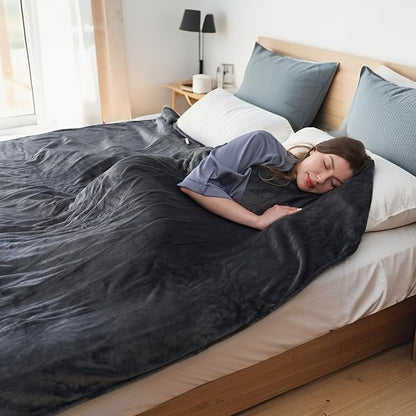 Electric Heated Blanket Queen Size 84"x90", Soft Plush Microplush for Bed, Dual Controllers & Heating Zones, 10Hs Auto Off & 5 Heating Levels, Machine Washable, Gifts for Family-Gray