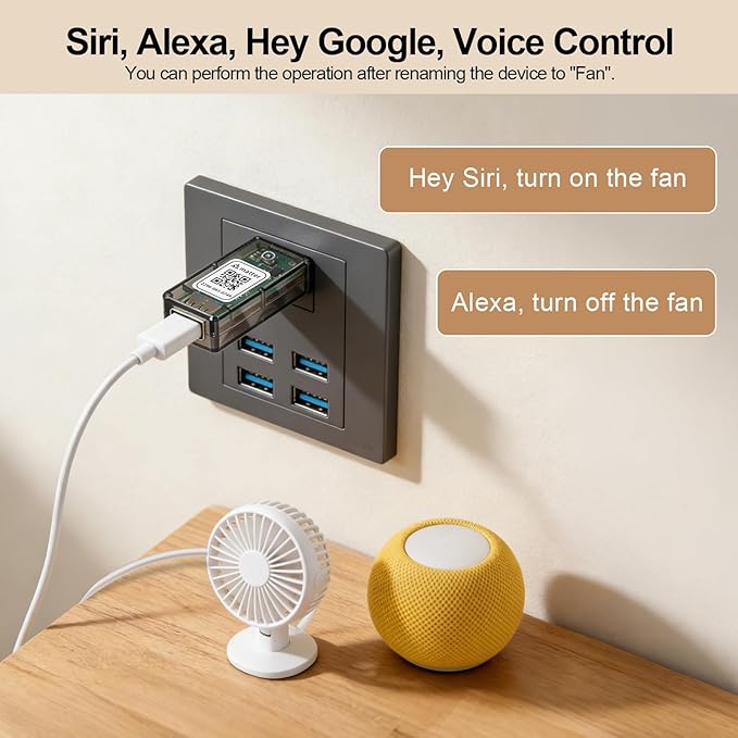 Fugetek Matter Enabled Smart USB Plug/Switch, Works with Alexa, Siri, Hey Google, Apple Homekit, Matter over WiFi
