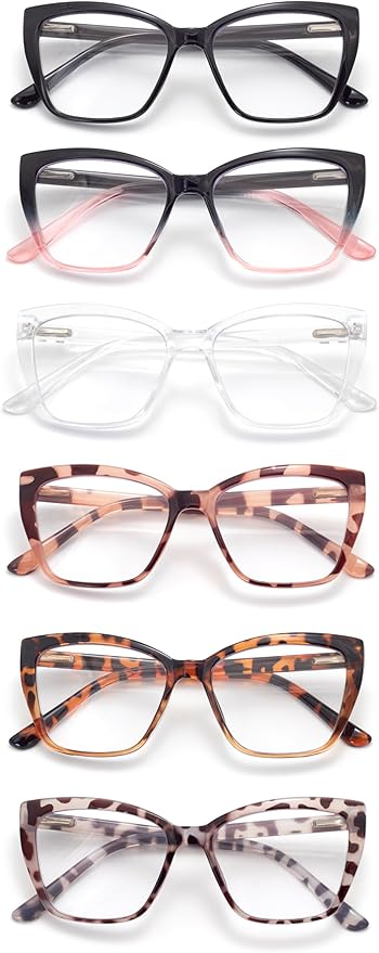 3-Pack Reading Glasses for Women, Oprah Style Frame Spring Hinge Readers Blue Light Blocking Glasses