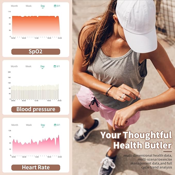 Smart Ring for Women-Men,Tracks Heart Rate, Sleep, SpO2, HRV. 128 Sports Modes, IP68 Waterproof, Gesture Control, No Subscription, iOS & Android Compatible (7)