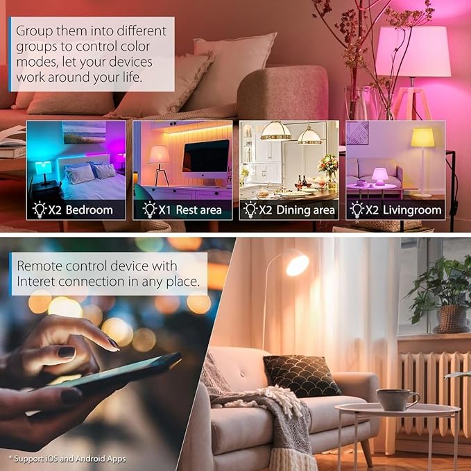 A19 Smart Light Bulb, 9W 900LM RGB+CCT LED Bulb - 16 Million Vibrant DIY Colors, Music Sync via Tuya, Works with Alexa & Google Assistant - 2.4GHz No Hub Required for Home Decor(1Pack)