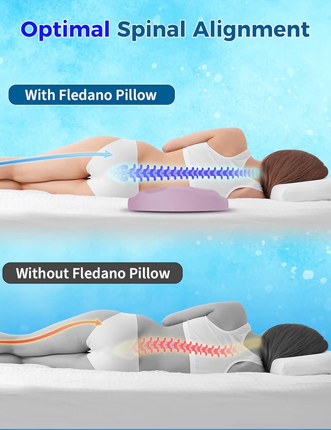 Lumbar Support Pillow for Bed – Memory Foam Lower Back Pain Relief Pillow for Sleeping, Ergonomic Lumbar Pillow for Side & Back Sleepers, Sciatica & Hip Pain Relief, Washable Cooling Cover