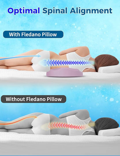 Lumbar Support Pillow for Bed – Memory Foam Lower Back Pain Relief Pillow for Sleeping, Ergonomic Lumbar Pillow for Side & Back Sleepers, Sciatica & Hip Pain Relief, Washable Cooling Cover
