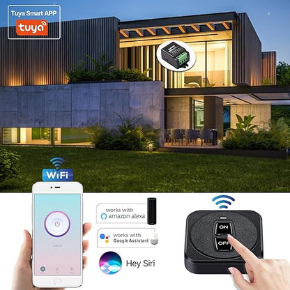 Mini WiFi Smart Switch with Rf 433 Mhz Remote Control,120 Volt Ac 220v Remote Control Switch WiFi Tuya App,10a Relay Wireless Light Switch and Receiver Kit for Lamp