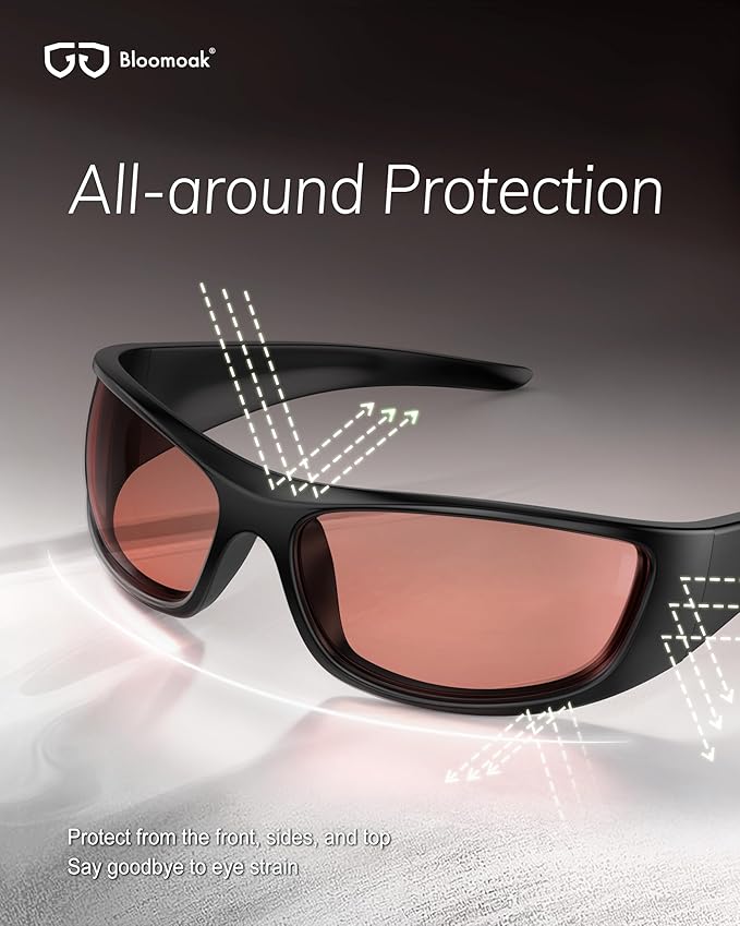 Bloomoak 99% Blue Light Blocking Glasses,Nighttime Sleep,Fully Wraparound Your Eyes with No Leaks for Side Glare/Dry Eyes