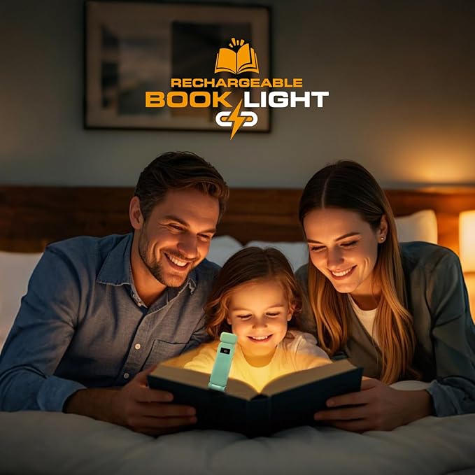 Rechargeable Clip-On Book Light with Battery Indicator - 9 Modes (3 Color × 3 Brightness), USB-C Fast Charge, Ultralight 1.6 oz & 0.49" Slim, Bed Reading Lamp Stocking Stuffer for Book Lovers, Green