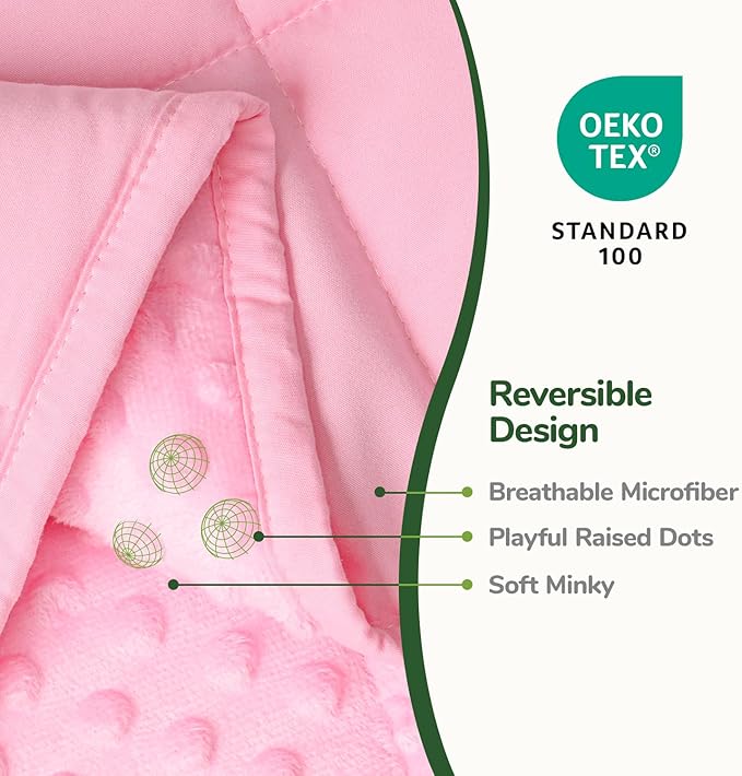 Sivio Weighted Blanket, Minky Dots Weighted Blankets,Soft and Cozy Cooling Heavy Blanket for Bed, Calm and Nap, School and Home,5lbs 36 x 48inches, Pink