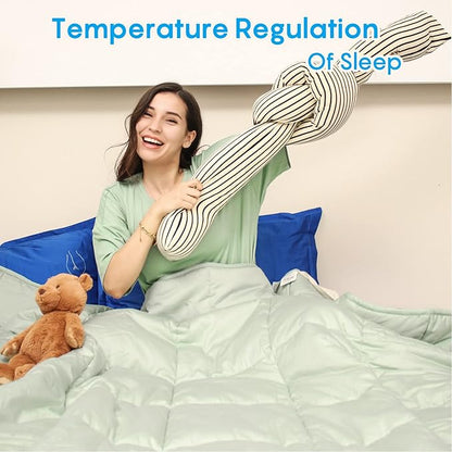 YOUR MOON Summer Lightweight Wool Comforter - Breathable & Thin Duvet Insert for Hot Sleepers, 100% Australian Wool Filling 100gsm with Pure Cotton Shell-Twin Size (Green)