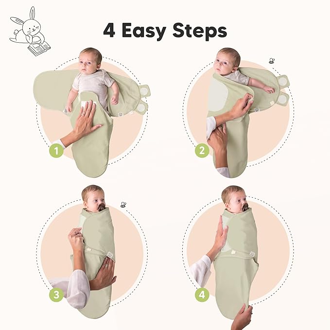 3-Pack Organic Baby Swaddle Sleep Sacks - Swaddles for Newborns, Infant 0-3 Months, Baby Girls, Boys, Soft & Snug Newborn Sleep Sack, Nursery Swaddling Blankets (Dino Ridge, OS)