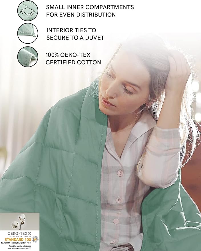 YnM Weighted Blanket,Heavy 100 Percent Oeko-Tex Certified Cotton Material, Bed Blanket for One Person of 160lbs, Ideal for Queen/King Bed (60x80 Inches, 17 Pounds, Sprout Green)