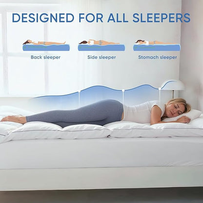 Memory Foam Twin Mattress Topper, Cooling Bed Topper with 3 Inch Extra Thick Shredded Foam, 100% Cotton Mattress Pad Cover, Breathable & Skin-Friendly Twin Size Mattress Topper with Anchor Straps