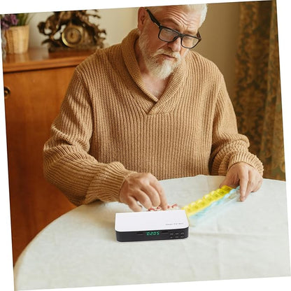 NOLITOY Smart Pill Organizer Alarm Reminder for Seniors Portable Medication Storage Clock Function for Elderly Care and Management