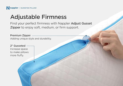 Side and Back Sleeper Pillow for Neck and Shoulder Pain Relief - Shredded Memory Foam Bed Pillow for Sleeping - 100% Adjustable Fill - King Size - Modal Washable Case. Extra Fill Included