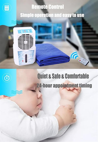 Mattress Cooler Air-Conditioned Water-Cooled Mattresses, Silent Comfortable Mattress Cooling System, Cooling Sleep Bed Fan，Blue (Size : 1.4X1.6M)