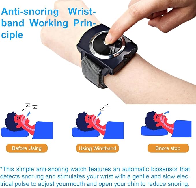 Anti Snoring Wristband Device Intelligent, Sleep Wearing Watch, 7-Speed Intensity Adjustment & Effective Snoring Prevention, to Reduce Snoring Improve Nighttime Sleeping