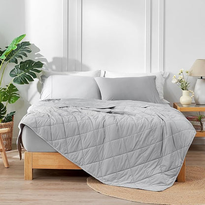 Cozy Bliss Cooling Blanket for Hot Sleepers Queen Size, Q-Max 0.45 Cooling Comfort, Cold Blankets for Night Sweats Sleeping, Ultra-Cool Lightweight Breathable Blanket for Bed, Mist Grey