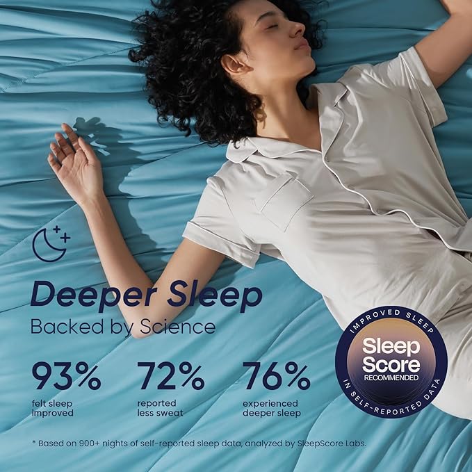 Dream Valley Outlast® King Cooling Comforter, NASA-Grade Instant Cooling Blanket for Hot Sleepers, Luxurious Comforter for All Season, Dream Blue, 106"x90"